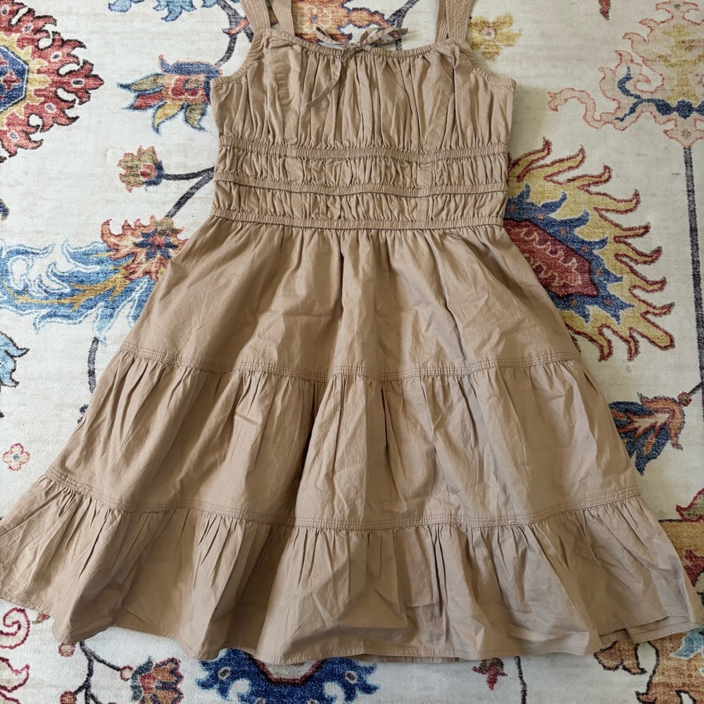 Aritzia Sunday Best Martine Poplin Dress in Fluent Taupe Size Small Mini Dress - Picture 4 of 11